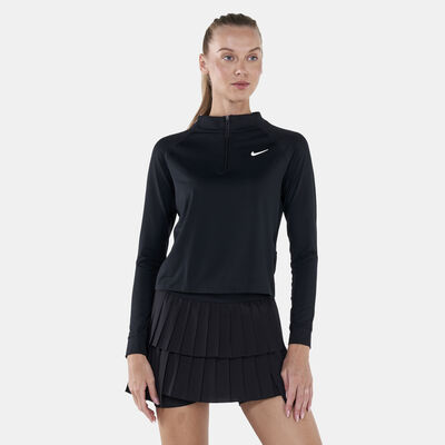 Nike Women's Court Dri-FIT 1/2-Zip Tennis Top Black