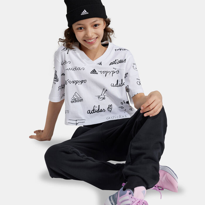 adidas Kids' Brand Love Crop Top White adidas Kids' Brand Love Crop Top White image number 2