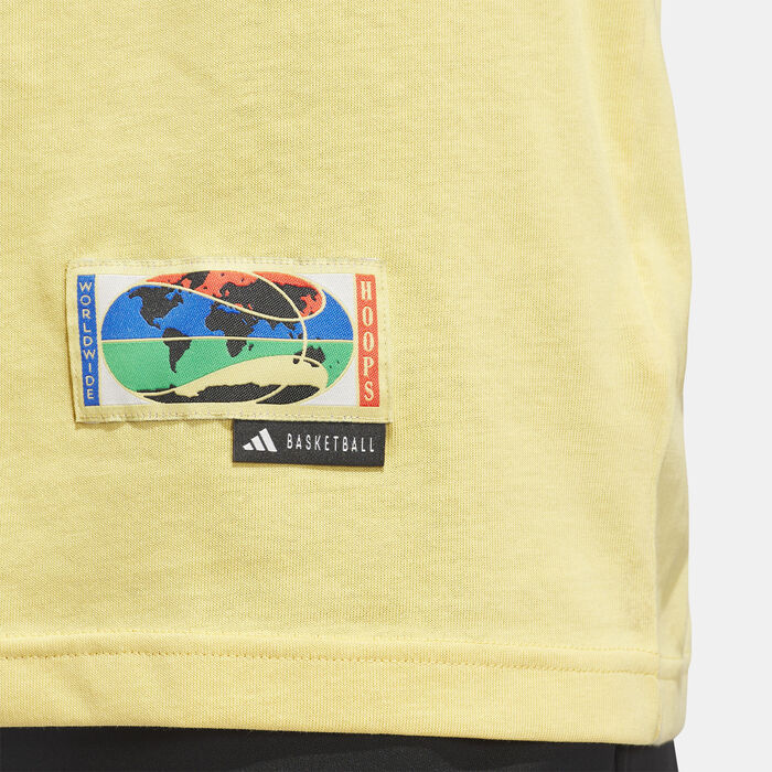adidas Men's Worldwide Hoops Performance Graphic T-Shirt yellow adidas Men's Worldwide Hoops Performance Graphic T-Shirt yellow image number 4