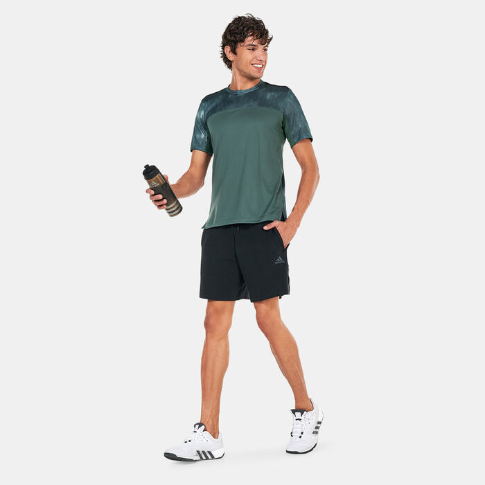 adidas Men's AEROREADY Workout Chalk Print Training T-Shirt Green adidas Men's AEROREADY Workout Chalk Print Training T-Shirt Green image number 2
