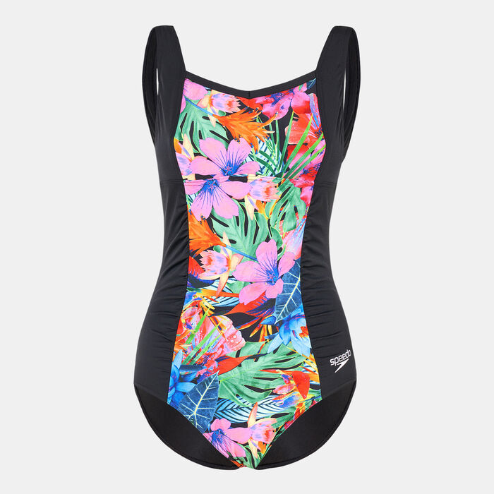 Speedo Women's Panel U-Back One-Piece Swimsuit Black Speedo Women's Panel U-Back One-Piece Swimsuit Black image number 0