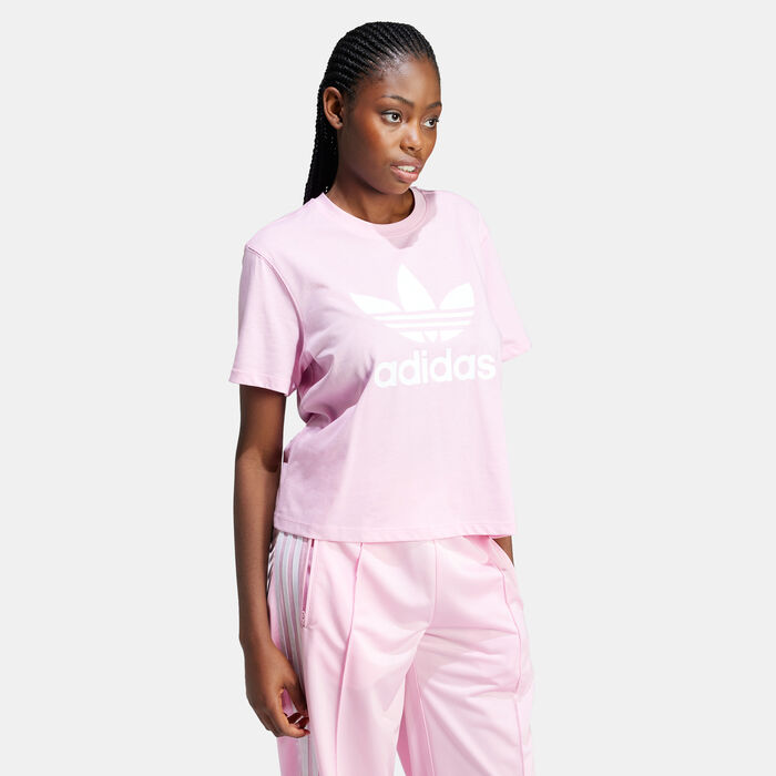 adidas Originals Women's Adicolor Trefoil Boxy T-Shirt Pink image number 2