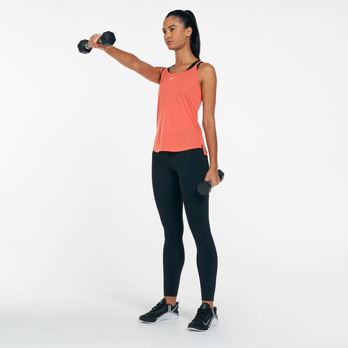 Nike Women's Dri-FIT One Elastika Tank Top Orange Nike Women's Dri-FIT One Elastika Tank Top Orange image number 2