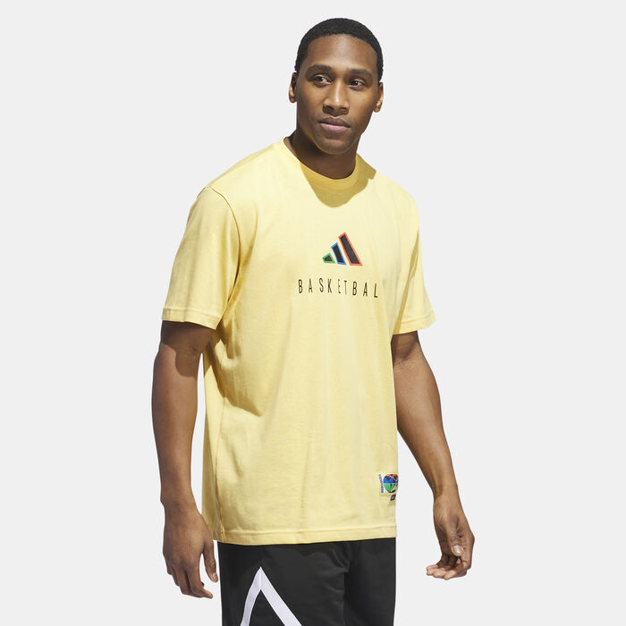 adidas Men's Worldwide Hoops Performance Graphic T-Shirt yellow adidas Men's Worldwide Hoops Performance Graphic T-Shirt yellow image number 2