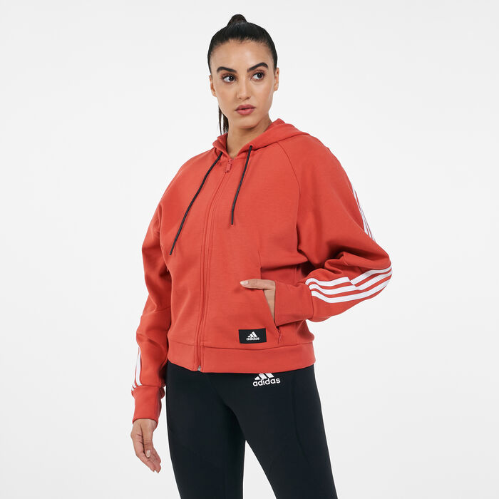 adidas Women's Sportswear Wrapped 3-Stripes Full-Zip Hoodie Red adidas Women's Sportswear Wrapped 3-Stripes Full-Zip Hoodie Red image number 0