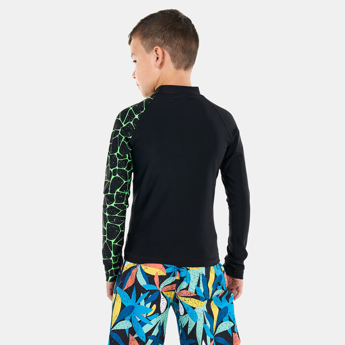 Speedo Kids' Printed Long Sleeve Rashguard Green Speedo Kids' Printed Long Sleeve Rashguard Green image number 1