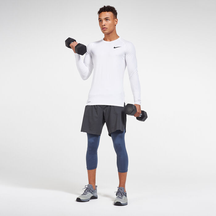 Nike Men's Pro Long Sleeve T-Shirt White Nike Men's Pro Long Sleeve T-Shirt White image number 2