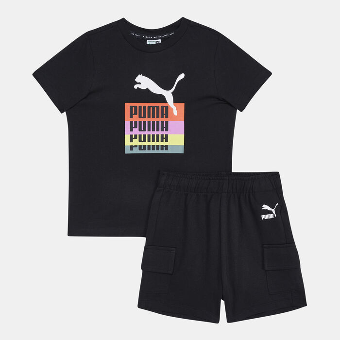 PUMA Kids' Minicats Brand Love Short Set Black PUMA Kids' Minicats Brand Love Short Set Black image number 0