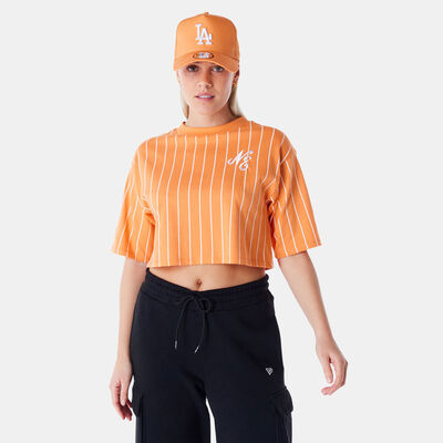 New Era Women's Pinstripe Crop Top Orange