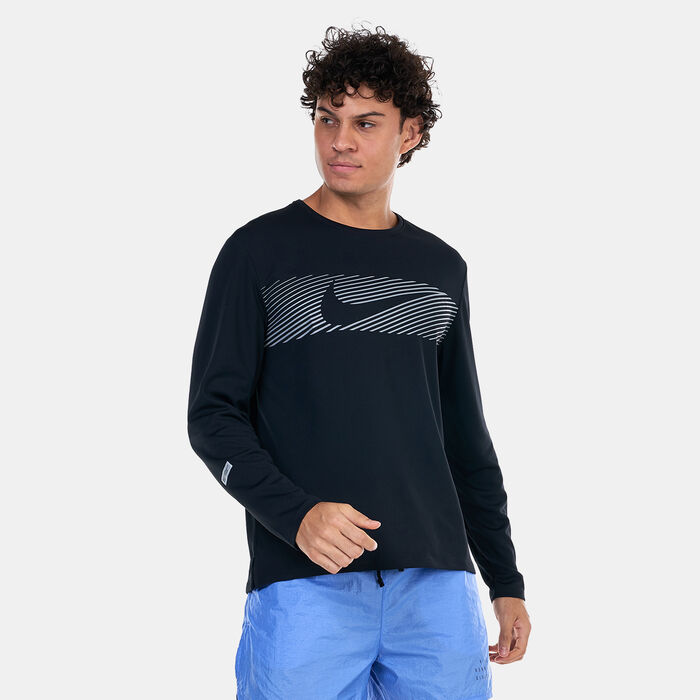Nike Men's Miler Flash Dri-FIT UV Running Top Black Nike Men's Miler Flash Dri-FIT UV Running Top Black image number 0