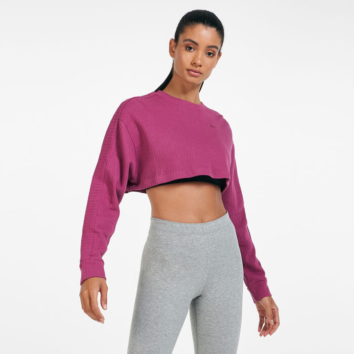 Nike Women's Sportswear Essential Long Seeves Crop Top Purple Nike Women's Sportswear Essential Long Seeves Crop Top Purple image number 0