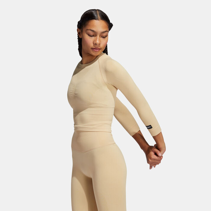 adidas Women's Formotion Cropped T-Shirt Beige image number 2