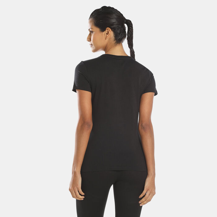 PUMA Women's Classics Metallic Logo T-Shirt Black PUMA Women's Classics Metallic Logo T-Shirt Black image number 1