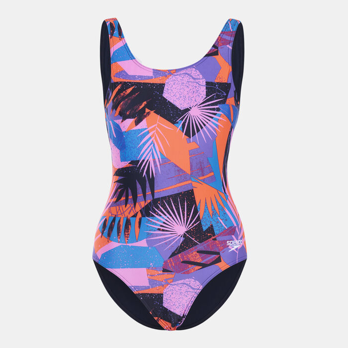 Speedo Women's Allover Print U-Back One-Piece Swimsuit Multi Speedo Women's Allover Print U-Back One-Piece Swimsuit Multi image number 0