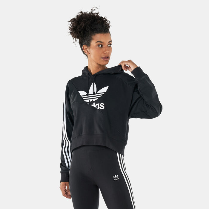 adidas Originals Women's Adicolor Split Trefoil Hoodie Black adidas Originals Women's Adicolor Split Trefoil Hoodie Black image number 0