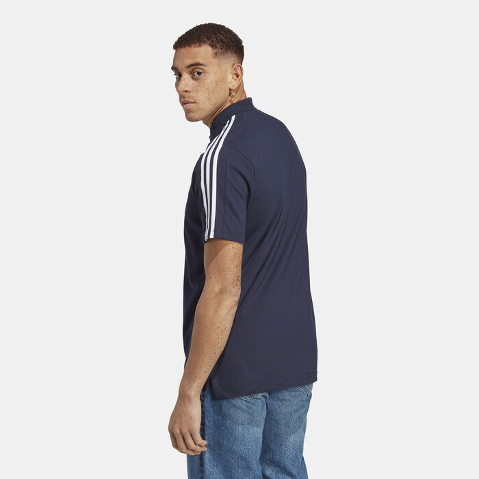 adidas Men's Essentials Pique Embroidered 3-Stripes Training Polo Shirt Blue adidas Men's Essentials Pique Embroidered 3-Stripes Training Polo Shirt Blue image number 1