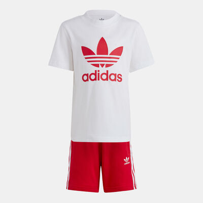 adidas Originals Kids' Adicolor Shorts and T-Shirt Set Red adidas Originals Kids' Adicolor Shorts and T-Shirt Set Red