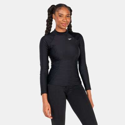 Speedo Women's Logo Long-Sleeve Rashguard Black Speedo Women's Logo Long-Sleeve Rashguard Black