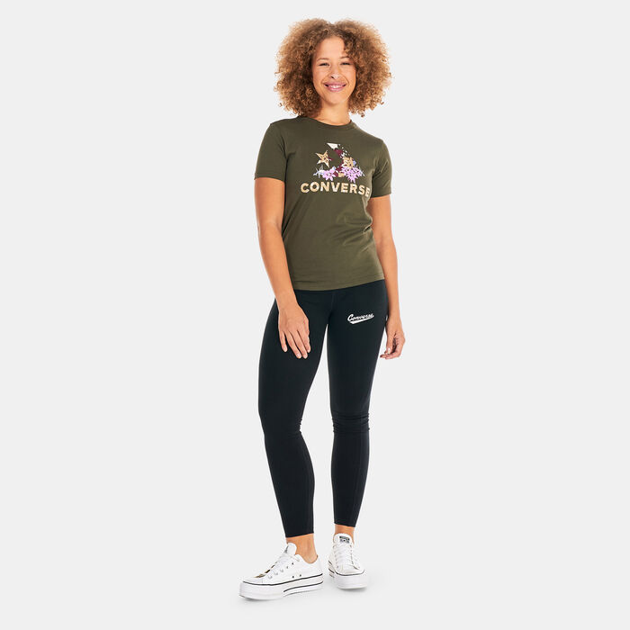 Converse Women's Star Chevron Abstract Flowers T-Shirt Brown Converse Women's Star Chevron Abstract Flowers T-Shirt Brown image number 2