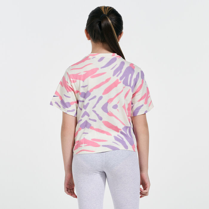 Nike Kids' Sportswear Boxy Tie Dye T-Shirt White Nike Kids' Sportswear Boxy Tie Dye T-Shirt White image number 1
