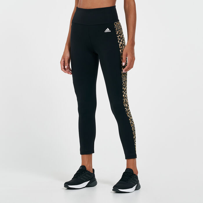 adidas Women's AEROREADY Designed 2 Move Leopard Print Leggings Black image number 0