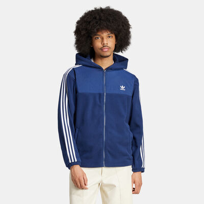 adidas Originals Men's Adicolor 3-Stripes Teddy Fleece Hoodie Blue