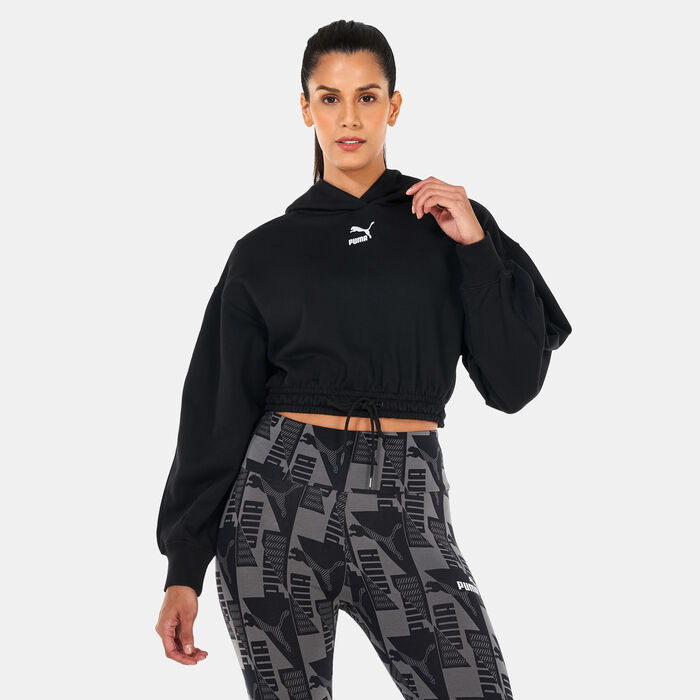 PUMA Women's Classics Cropped Hoodie Black image number 0