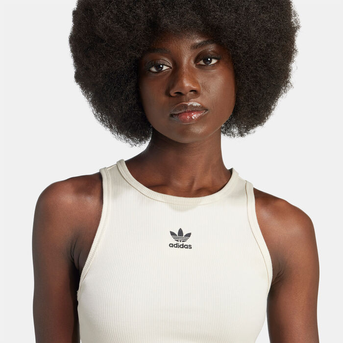 adidas Originals Women's Essentials Ribbed Tank Top Beige adidas Originals Women's Essentials Ribbed Tank Top Beige image number 3