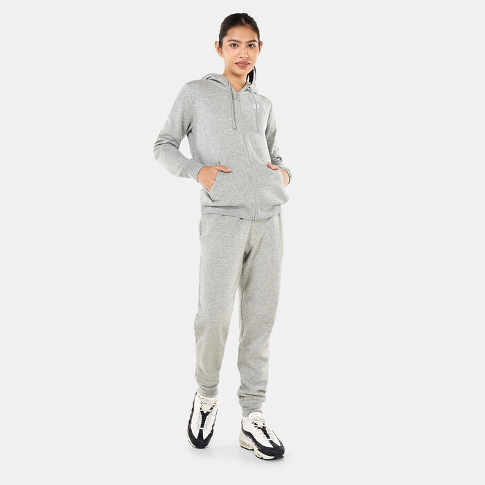 Nike Women's Sportswear Club Fleece Full-Zip Hoodie Grey image number 2