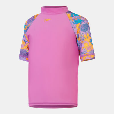 Speedo Kids' Printed Short Sleeve Sun Top Purple