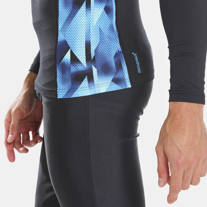 Speedo Men's Printed Long Sleeve Rashguard Black image number 4