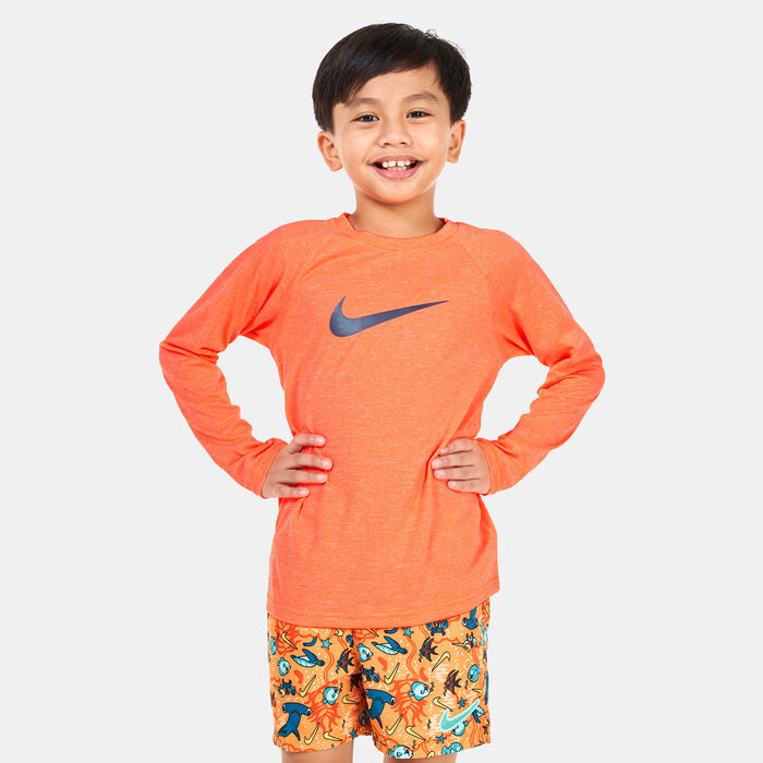 Nike Swim Kids' Heather Hydroguard Swim Top Orange Nike Swim Kids' Heather Hydroguard Swim Top Orange image number 0