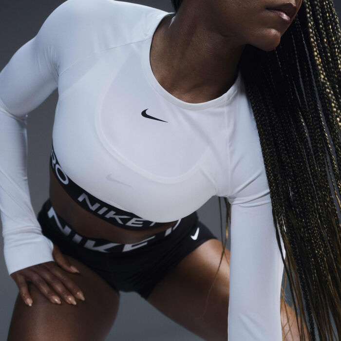 Nike Women's Pro Dri-FIT Crop Top White Nike Women's Pro Dri-FIT Crop Top White image number 1