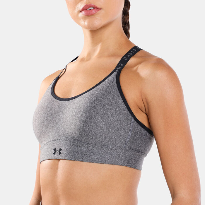Under Armour Women's UA Infinity Mid Heather Cover Sports Bra Grey Under Armour Women's UA Infinity Mid Heather Cover Sports Bra Grey image number 3