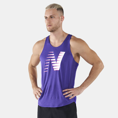 New Balance Men's Printed Fast Flight Tank Top Purple