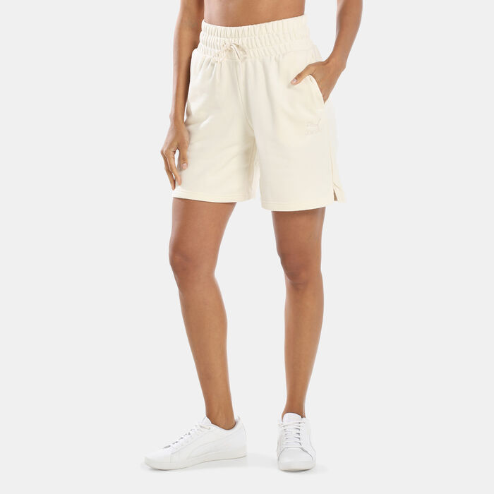 PUMA Women's Classics High-Waist Shorts Beige PUMA Women's Classics High-Waist Shorts Beige image number 0