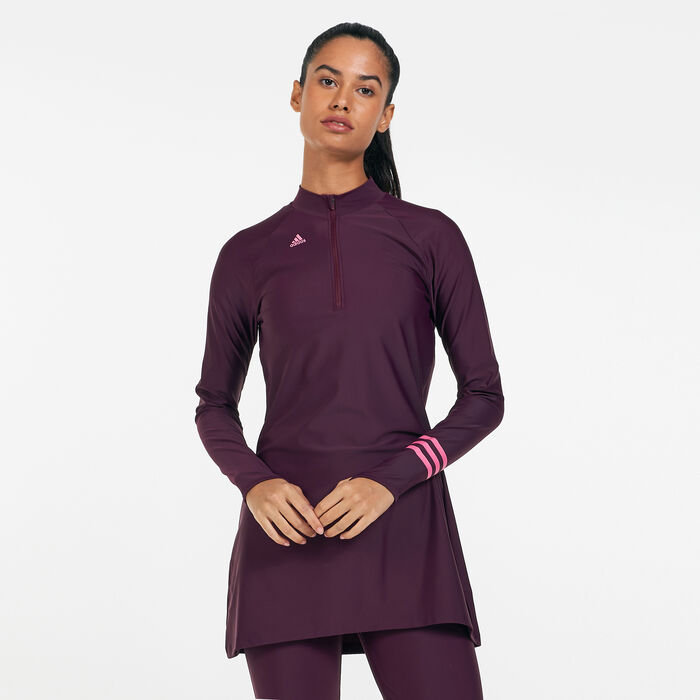 adidas Women's 3-Stripes Swimming Top Red adidas Women's 3-Stripes Swimming Top Red image number 1