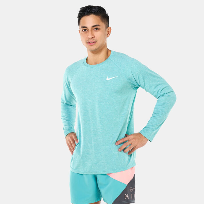 Nike Swim Men's Heather Long Sleeve Rashguard Green Nike Swim Men's Heather Long Sleeve Rashguard Green image number 0