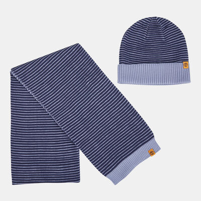 Timberland Men's Acrylic Beanie And Scarf Set Blue Timberland Men's Acrylic Beanie And Scarf Set Blue