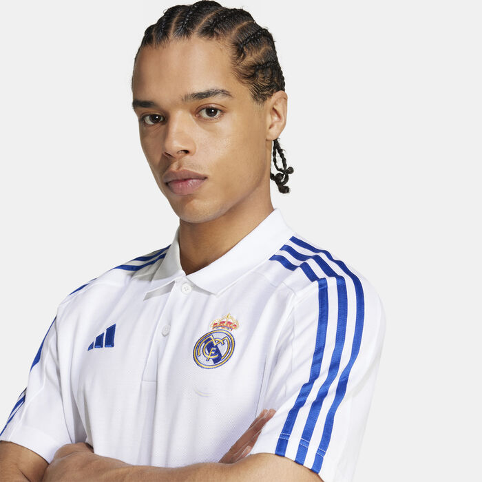 adidas Men's Real Madrid DNA Polo Shirt White adidas Men's Real Madrid DNA Polo Shirt White image number 3
