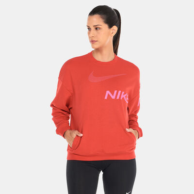 Nike Women's Dri-FIT Get Fit Graphic Crew Sweatshirt Red