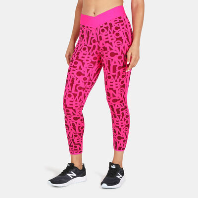 New Balance Women's Relentless Printed High Rise 7/8 Leggings Pink
