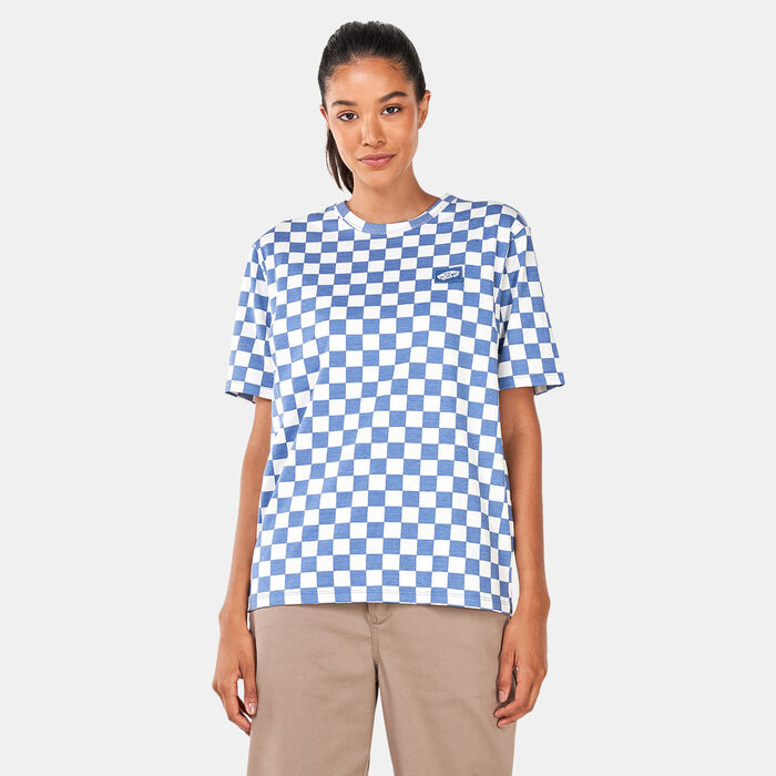 Vans Women's Skate Off The Wall Check T-Shirt Blue Vans Women's Skate Off The Wall Check T-Shirt Blue image number 0