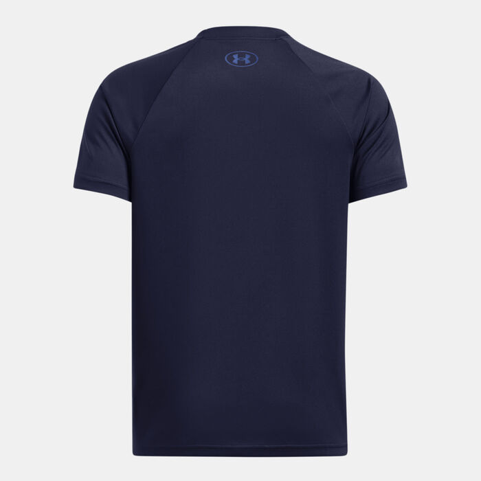 Under Armour Kids' UA Tech Wordmark Logo Training T-Shirt Blue image number 1