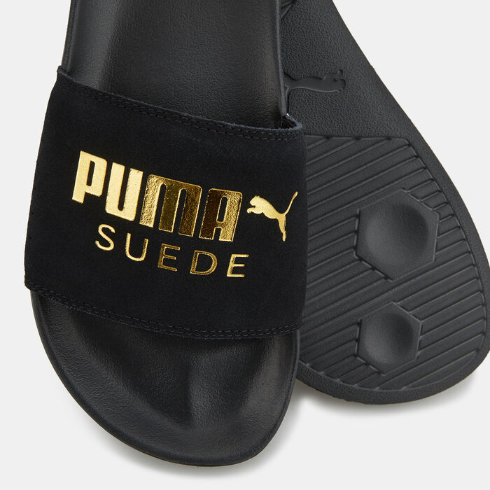 PUMA Mens' Leadcat FTR Suede Classic Slides Black PUMA Mens' Leadcat FTR Suede Classic Slides Black image number 2