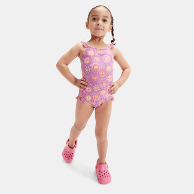 Speedo Kids' Digital Frill Thinstrap Swimsuit Purple
