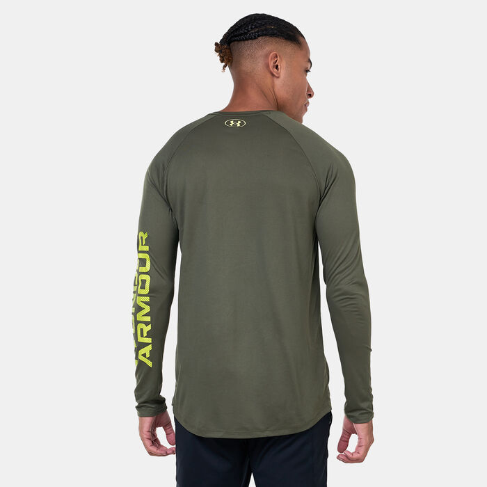 Under Armour Men's UA Tech™ Print Fill Long Sleeve Training T-Shirt Green Under Armour Men's UA Tech™ Print Fill Long Sleeve Training T-Shirt Green image number 1