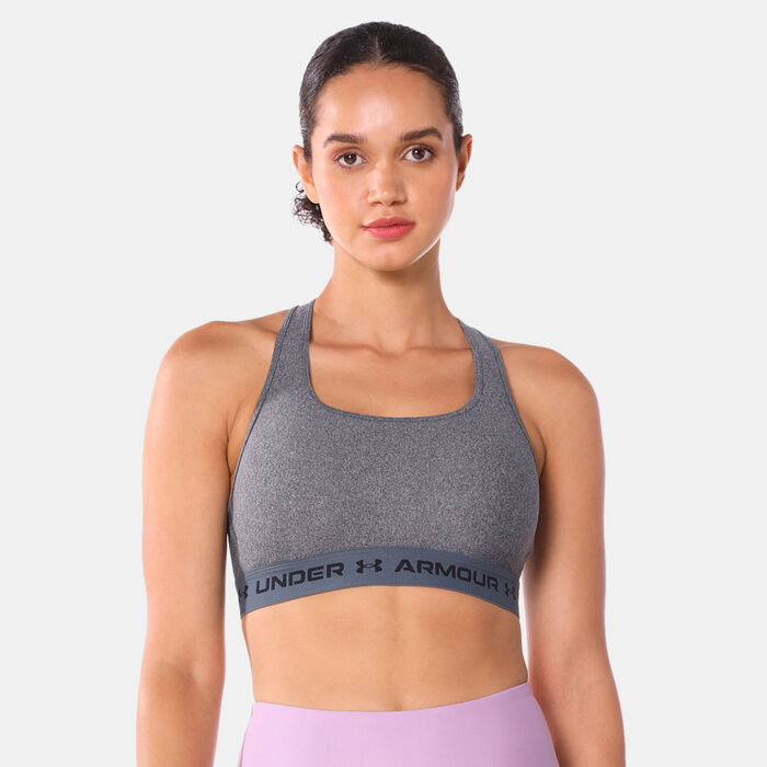 Under Armour Women's Crossback Mid Heather Sports Bra Grey Under Armour Women's Crossback Mid Heather Sports Bra Grey image number 0