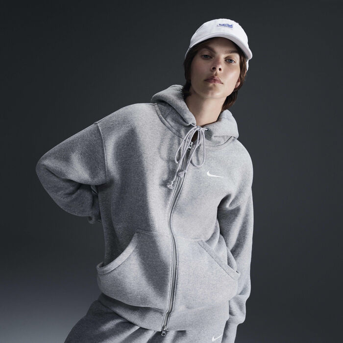Nike Women's Sportswear Phoenix Fleece Full-Zip Hoodie Grey Nike Women's Sportswear Phoenix Fleece Full-Zip Hoodie Grey image number 1