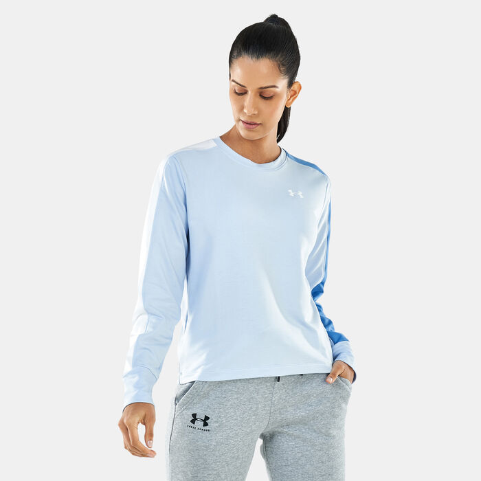 Under Armour Women's UA Rival Terry Colorblock Crew Sweatshirt Blue Under Armour Women's UA Rival Terry Colorblock Crew Sweatshirt Blue image number 0